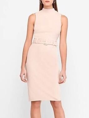 Express Sleeveless High-Neck Dress in Blush